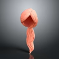 Detailed 3D Human Head Anatomical Model With Long Pink Hair Structure