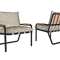 Modern Leisure Chairs With Fabric Upholstery Wooden Armrests And Metal Frame Design