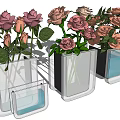 Assorted Glass Vases with Pastel Pink and Coral Orange Roses Arrangement