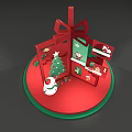 Festive Christmas Decorative Scene With Red Gift Box Tree Snowman And Santa Elements 3d model