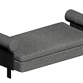 Modern Gray Fabric Upholstered Stool Featuring Metal Legs and Curved Armrests Design