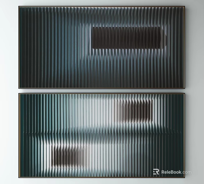 Modern Decorative Wall Art With Vertical Stripes And Square Panels Design 3d model