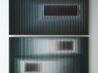 Modern Decorative Wall Art With Vertical Stripes And Square Panels Design 3d model
