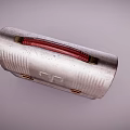 Vintage Metal Dinnerware Set With Red Handle Striped Design And Portable Storage