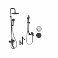 Contemporary Black Shower System Featuring Handheld Overhead Sprayers Faucet And Valve Parts