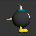 Cute Black Cartoon Doll With Blue Lid Yellow Glasses And Yellow Feet
