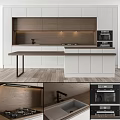Modern Kitchen Interior With Wooden And White Cabinets And Island Countertop Design
