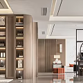 Modern Living Dining Room Interior With Marble Wall Black Screen Sofa And Orange Accents