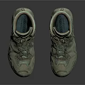Grayish Green High Top Outdoor Shoes With Yellow Soles And Textured Upper