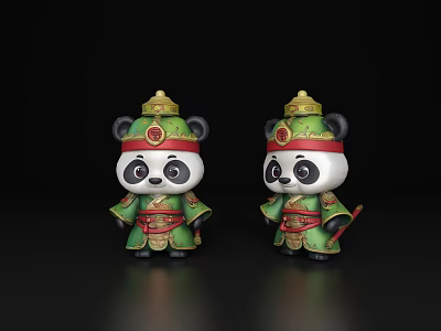 Three Kingdoms Panda General Kung Fu Panda Big Panda Cartoon Panda Ninja Guan Yu Panda Cartoon Panda Cartoon Animal Card 3d model