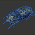 Decorative Metallic Beetle Sculpture With Spiky Exoskeleton And Intricate Details