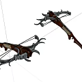 Two Intricately Designed Crossbow Weapons Featuring Metal Frames Wooden Handles And Decorative Engravings