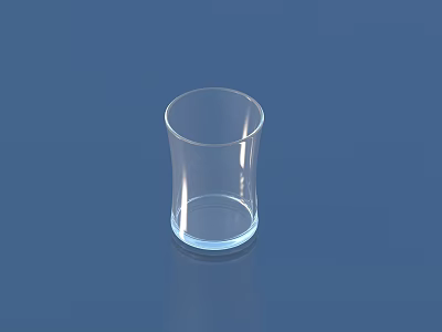 Transparent Clear Glass Cup As Practical Household Item On Blue Background Surface 3d model