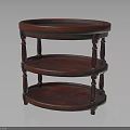Elegant Classic Round Wooden Table With Three Shelves And Sturdy Legs