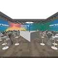 Large Modern Conference Venue With Bright Lighting Stage Podium Projection Screens And Seats