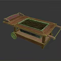 Vintage Wooden Wheelbarrow With Metal Tray Soil Red Handles And Wheels
