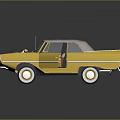 Yellow Vintage Convertible Car Model With Open Doors And White Wheels