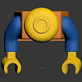 Lego Minifigure With Yellow Head Blue Arms And Orange Torso Legs