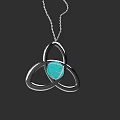 Elegant Silver Triquetra Pendant Necklace with Turquoise Stone and Intertwined Rings