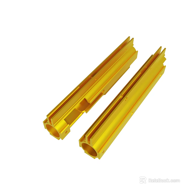 Yellow Long Metal Structural Bars For Industrial Mechanical Applications 3d model 