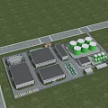 Industrial Plant Layout With Multiple Buildings Green Storage Tanks Roadways And Green Space