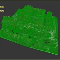 Modern City Model Featuring Red Roof Buildings Central Square And Green Trees