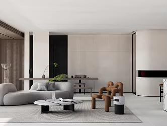 Modern Living Room Simple Home Guest Dining Room 3d model