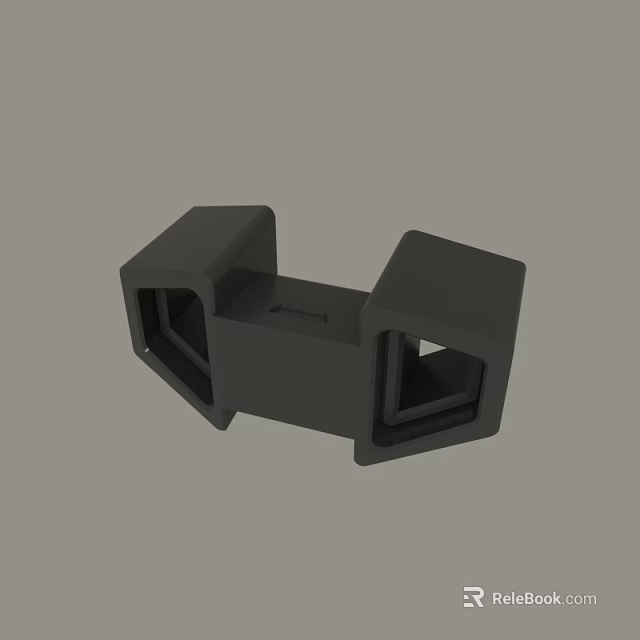 Black Industrial Mechanical Component With Symmetric Design And Square Openings 3d model