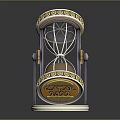 Elegant Decorative Hourglass Ornament With Gold Accents Metal Frame And Transparent Glass Base