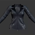 Classic Black Leather Jacket With Zipper Front And Side Pockets Design 3d model
