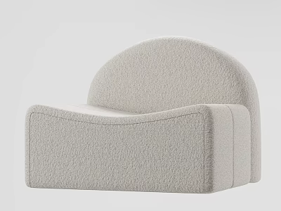 Modern Single Sofa in Light Gray with Curved Backrest and Plush Fabric 3d model