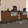 Quiet Ancient Style Decorative Cabinet Combination Ornaments Combination Plant 3d model