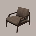 Modern Leisure Chair With Wooden Frame Armrests And Neutral Toned Upholstered Cushion