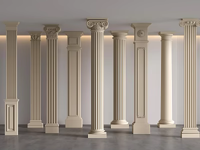 Classical Columns With Fluted Details And Ornate Capitals In Interior Design 3d model