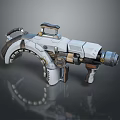 Futuristic Sci Fi Gun With Detailed Metallic Design And White Gray Mechanical Structure