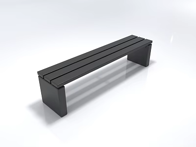 Modern Black Bench with Flat Slats and Sturdy Legs for Home Living Room Decor 3d model
