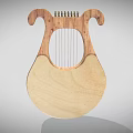 Classical Wooden Lyre Musical Instrument Artistic Tool with Curved Arms and Strings