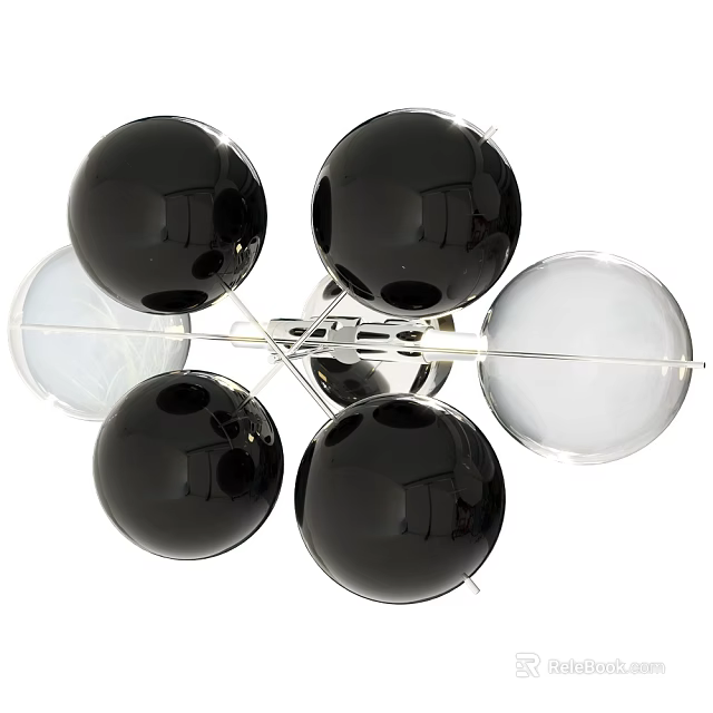 Modern Black And Transparent Glass Balls Wall Lamp With Sleek Metal Frame And Contemporary Design 3d model 