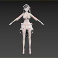 Elegant Woman In Pink Lace Dress With Floral Headpiece And Standing Pose
