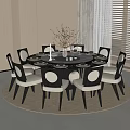 Elegant Modern Round Dining Table Set With Comfortable Chairs And Decorative Vase On Tabletop 3d model