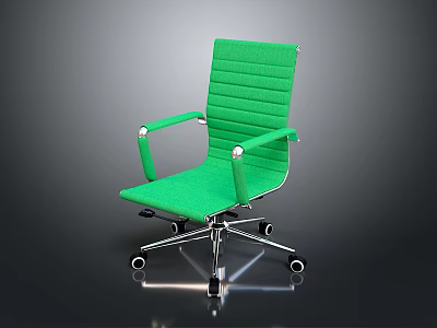 Modern Green Office Chair With Armrests And Rolling Swivel Wheels 3d model