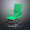 Modern Green Office Chair With Armrests And Rolling Swivel Wheels