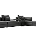 Modern L Shaped Sectional Sofa With Black Fabric Cushions And Side Table 3d model