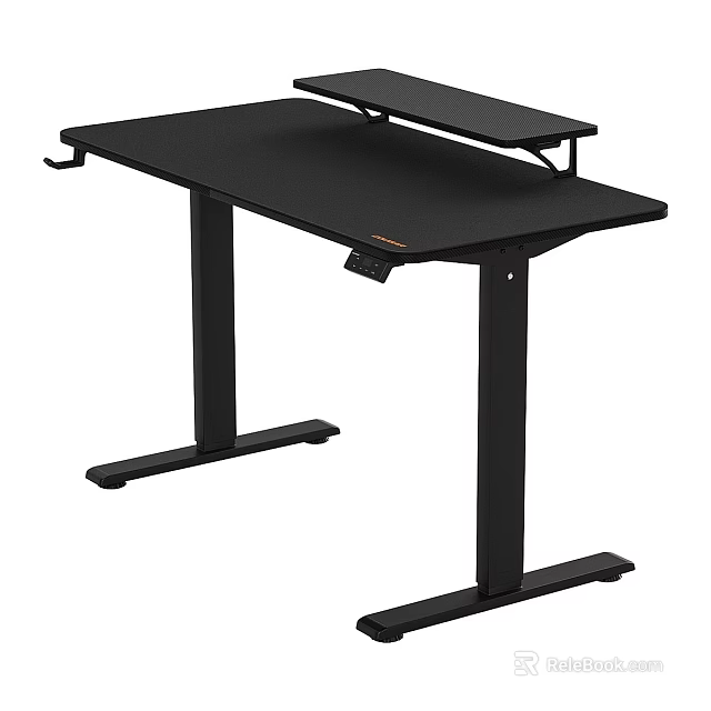 Modern Black Height Adjustable Desk With Ergonomic Keyboard Tray And Sturdy Frame 3d model 