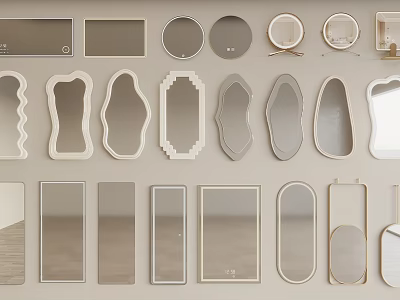 Various Decorative Mirrors With Different Shapes And Frame Styles For Home Interior 3d model
