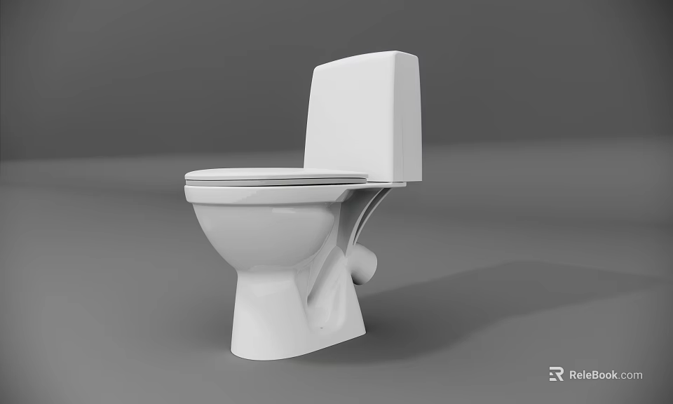 White Modern Toilet With Sleek Design And Clean Lines On Gray Background 3d model 