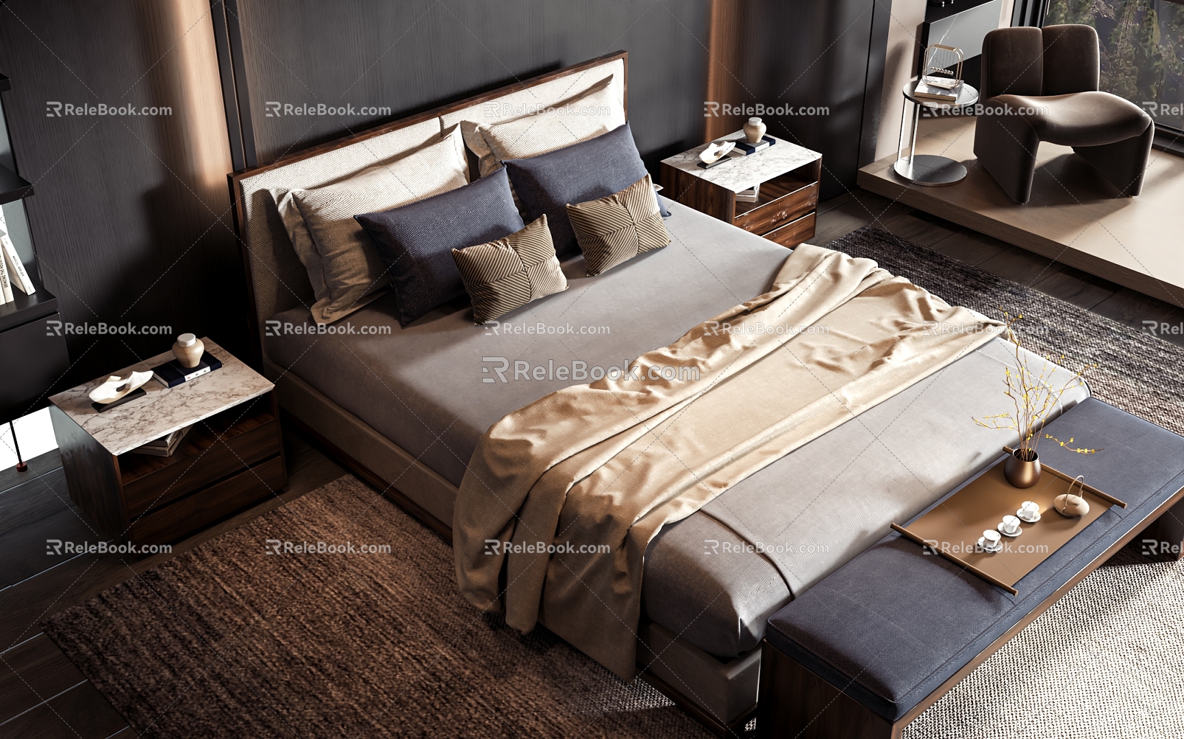 New Chinese style commodity bed model