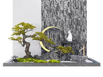 New Chinese Courtyard Landscape Setches Dry Landscape 3d model