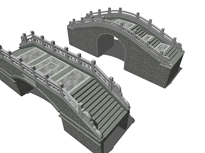 Traditional Stone Arch Bridge With Steps And Ornate Railings Classic Design 3d model