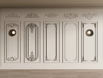 Jane European carved wall plaster line 3d model